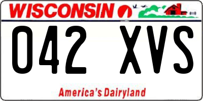 WI license plate 042XVS