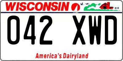 WI license plate 042XWD