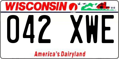 WI license plate 042XWE