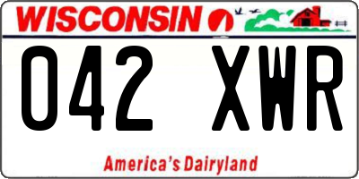 WI license plate 042XWR