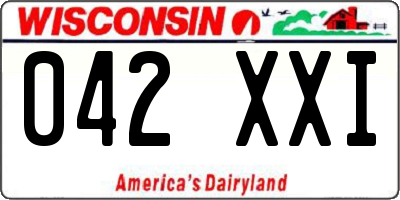 WI license plate 042XXI