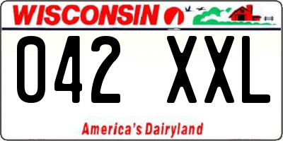 WI license plate 042XXL