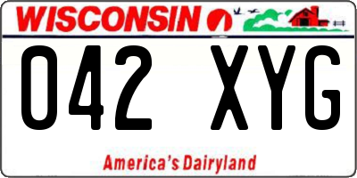 WI license plate 042XYG