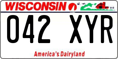 WI license plate 042XYR