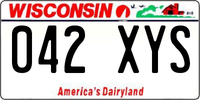 WI license plate 042XYS