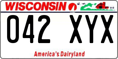 WI license plate 042XYX