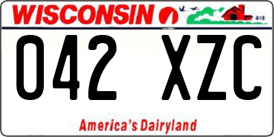 WI license plate 042XZC