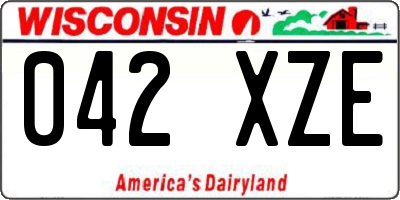 WI license plate 042XZE