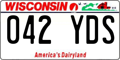WI license plate 042YDS
