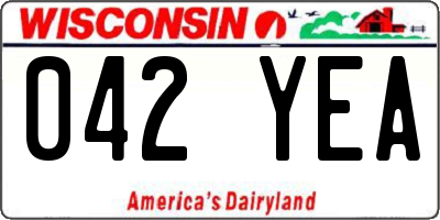 WI license plate 042YEA