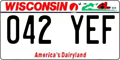 WI license plate 042YEF