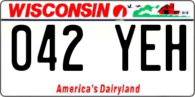 WI license plate 042YEH