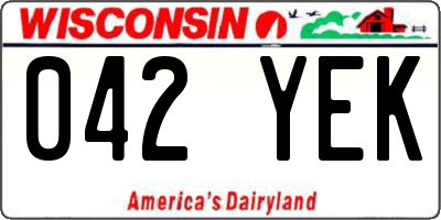 WI license plate 042YEK