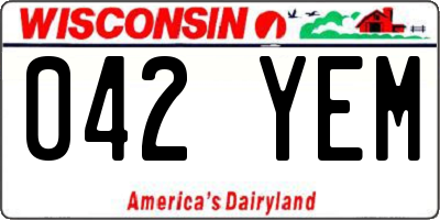 WI license plate 042YEM