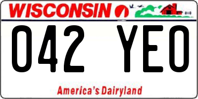 WI license plate 042YEO