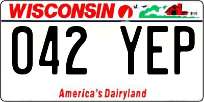 WI license plate 042YEP