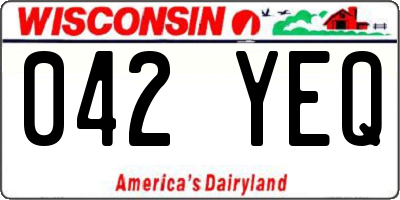 WI license plate 042YEQ