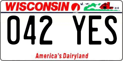 WI license plate 042YES