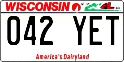 WI license plate 042YET