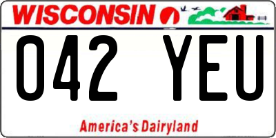 WI license plate 042YEU