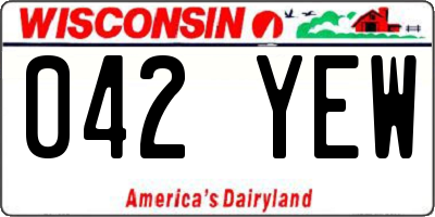 WI license plate 042YEW