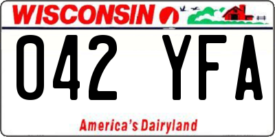 WI license plate 042YFA