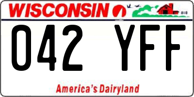 WI license plate 042YFF