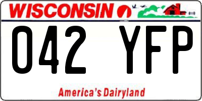 WI license plate 042YFP