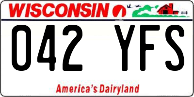 WI license plate 042YFS