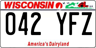 WI license plate 042YFZ