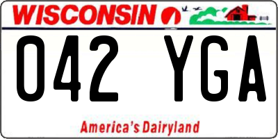 WI license plate 042YGA