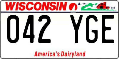 WI license plate 042YGE