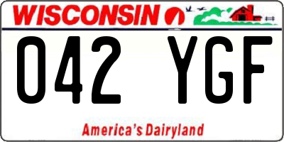 WI license plate 042YGF
