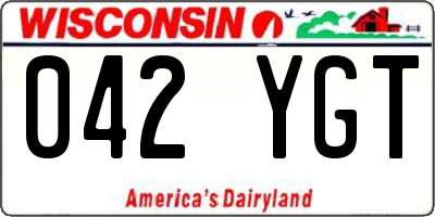 WI license plate 042YGT