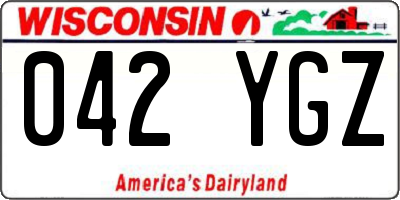 WI license plate 042YGZ