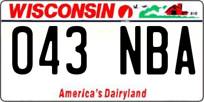 WI license plate 043NBA