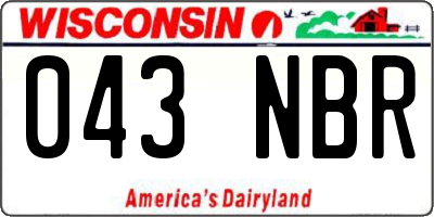 WI license plate 043NBR