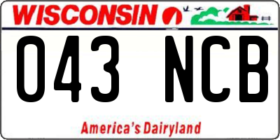 WI license plate 043NCB