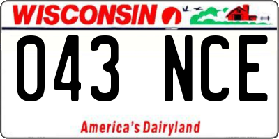 WI license plate 043NCE
