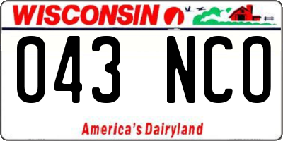 WI license plate 043NCO