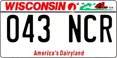 WI license plate 043NCR