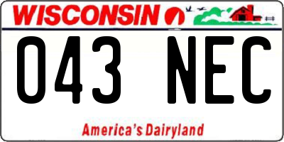 WI license plate 043NEC