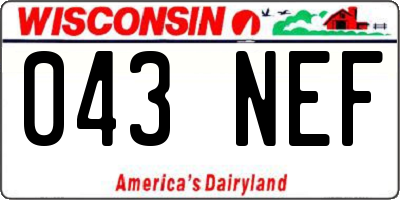 WI license plate 043NEF