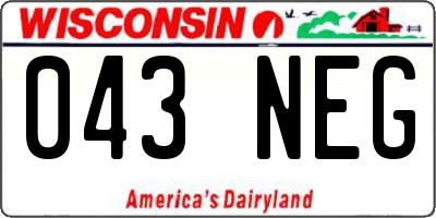 WI license plate 043NEG