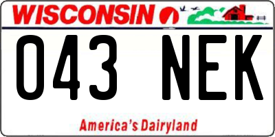 WI license plate 043NEK
