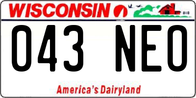WI license plate 043NEO