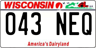 WI license plate 043NEQ