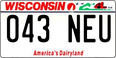 WI license plate 043NEU