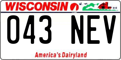 WI license plate 043NEV