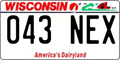 WI license plate 043NEX